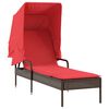 vidaXL Lettino prendisole con baldacchino in Polyrattan Marrone