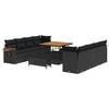 vidaXL Set Divano da Giardino 11 pz Nero polyrattan