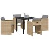 vidaXL Set da Pranzo per Giardino con cuscino 5 pcs Beige polyrattan