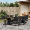 vidaXL Set da Pranzo per Giardino 9 pcs Nero polyrattan