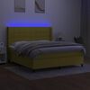 vidaXL Letto a Molle con Materasso e LED Verde 160x200 cm in Tessuto