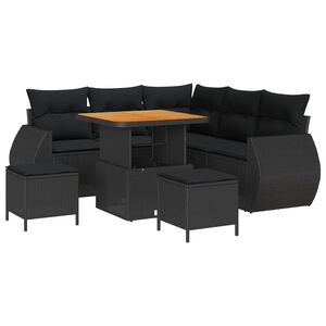 vidaXL Set Divano da Giardino 8 pcs Nero polyrattan