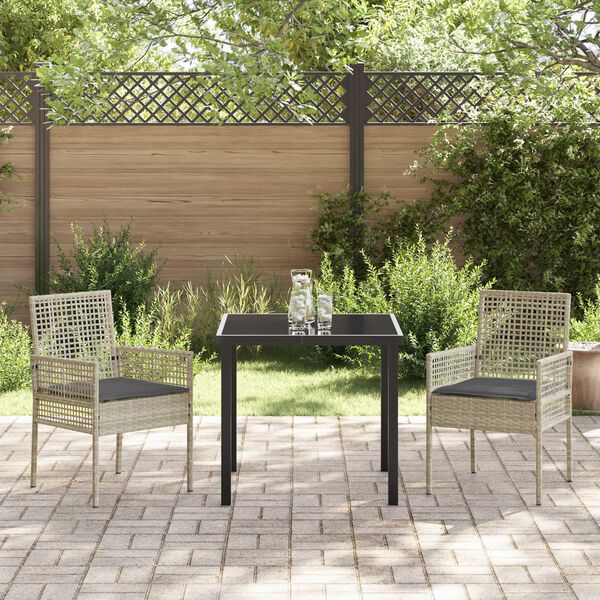 vidaXL Set da Pranzo per Giardino 3 pcs Grigio chiaro polyrattan