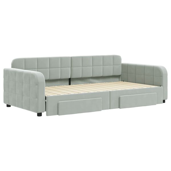 vidaXL Divano Letto Estraibile Cassetti Grigio Chiaro 100x200 Velluto