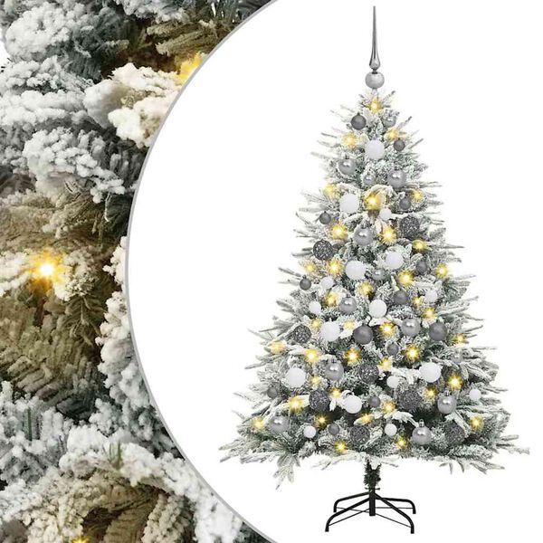 vidaXL Albero di Natale Artificiale Pre-illuminato con Set di Palline