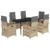 vidaXL Set Pranzo da Giardino 7 pz con Cuscini Beige Misto Polyrattan