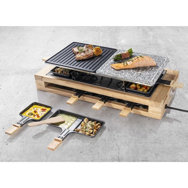 Bestron Piastra per Raclette ARG300BW 1500W Nera in Legno XL