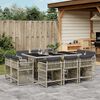 vidaXL Set Pranzo Giardino 11pz con Cuscini Grigio Chiaro Polyrattan