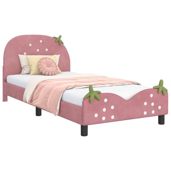 vidaXL Struttura letto bambini con testata Rosa 90 x 190 cm Velluto