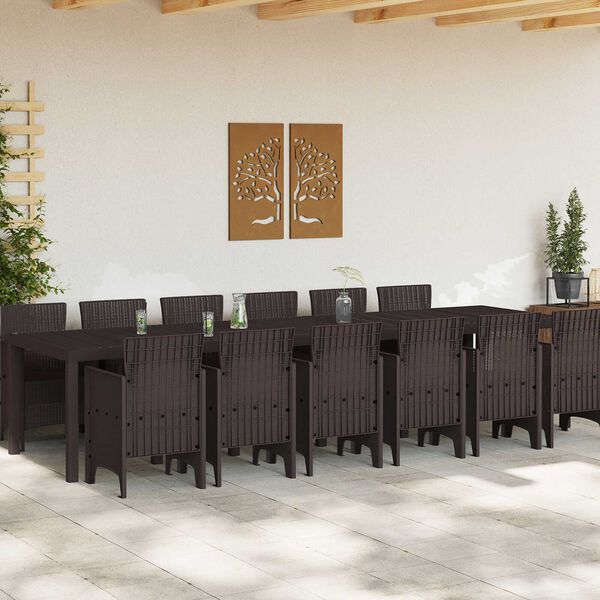 vidaXL Set da Pranzo per Giardino 13 pcs Marrone Rattan Polt