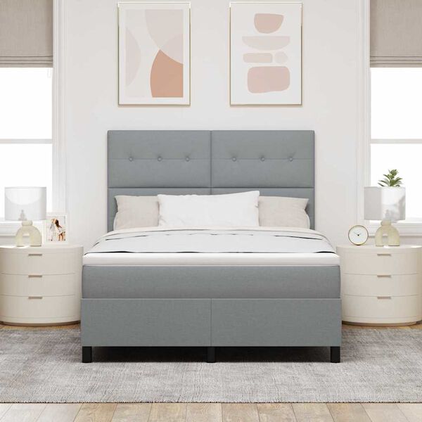 vidaXL Letto a molle con materasso Grigio chiaro 160 x 200 cm Tessuto