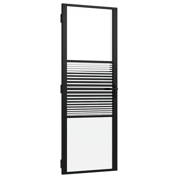vidaXL Porta Interna Nero 76 x 201.5 cm Vetro temperato e alluminio