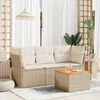 vidaXL Set Divano da Giardino 4 pz con Cuscini Beige in Polyrattan