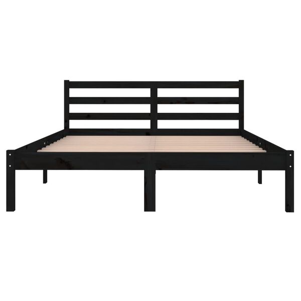 vidaXL Telaio Letto in Legno Massello di Pino 140x200 cm Nero