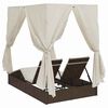 vidaXL Lettino doppi con Tetto Marrone 205 x 129 x 200 cm Rattan PE
