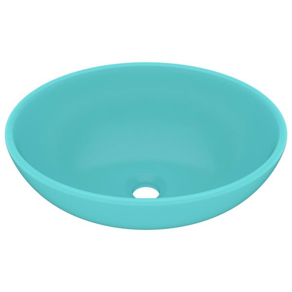 vidaXL Lavandino Lusso Ovale Verde Chiaro Opaco 40x33 cm in Ceramica