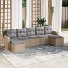 vidaXL Set Divani da Giardino 7 pz con Cuscini Beige in Polyrattan