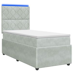 vidaXL Letto Box Spring LED con Materasso Grigio Chiaro 90 x 190 cm