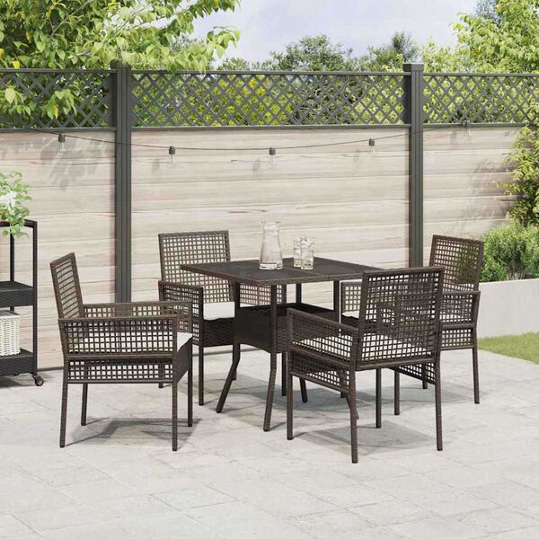 vidaXL Set da Pranzo per Giardino 5 pcs Marrone polyrattan