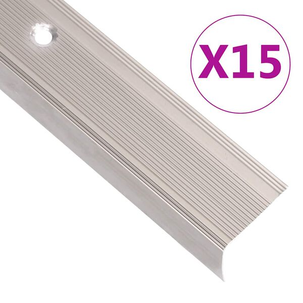 vidaXL Profili a L per Gradini 15 pz in Alluminio 100 cm Champagne