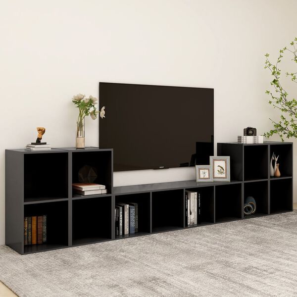 vidaXL Set Mobile TV 5 pz Grigio in Legno Multistrato
