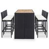 vidaXL Set da Bar da Giardino 7 pz con Cuscini in Polyrattan Nero