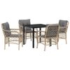 vidaXL Set da Pranzo per Giardino 5 pz Beige polyrattan