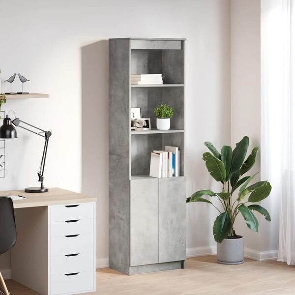 vidaXL Credenza Grigio Cemento 50x35x180 cm in Legno Multistrato