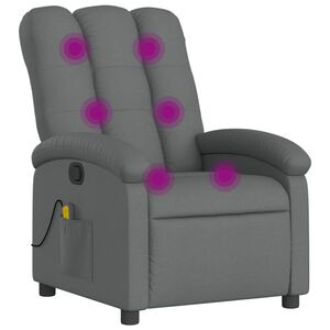vidaXL Poltrona reclinabile massaggiante in Tessuto Grigio Scuro