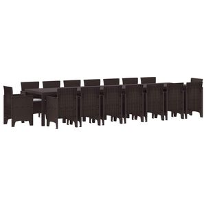 vidaXL Set da pranzo da giardino con cuscini 17 pcs Marrone PP