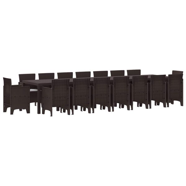 vidaXL Set da pranzo da giardino con cuscini 17 pcs Marrone PP