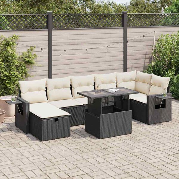 vidaXL Set Divani da Giardino con Cuscini 8 pz Nero in Polyrattan