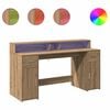 vidaXL Scrivania con Luci LED Rovere 160x55x91 cm in Legno Multistrato