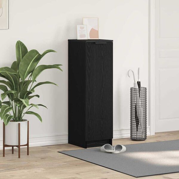 vidaXL Mobile per scarpe con porta Rovere Nero 29,5 x 35 x 101 cm