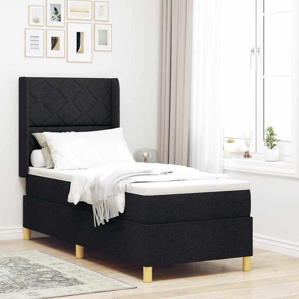 vidaXL Letto a molle con materasso Nero 80 x 200 cm Tessuto
