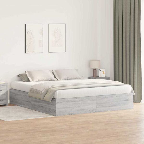 vidaXL Struttura letto con contenitore Grigio Sonoma 180 x 200 cm