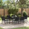 vidaXL Set da Pranzo per Giardino con cuscino 7 pcs Nero polyrattan