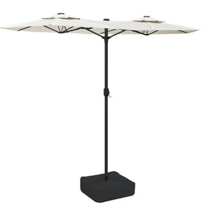 vidaXL Ombrellone a Doppia Testa con LED Bianco Sabbia 316x145 cm