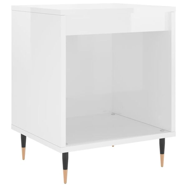 vidaXL Comodino Bianco Lucido 40x35x50 cm in Legno Multistrato