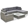 vidaXL Set Divani da Giardino 6 pz con Cuscini in Polyrattan Grigio
