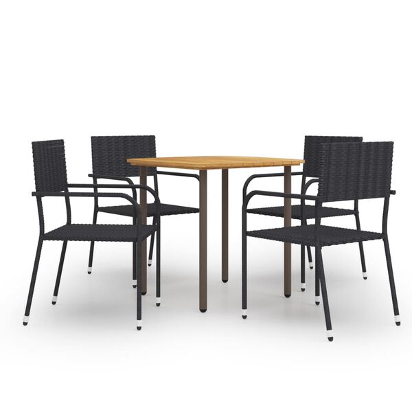vidaXL Set Mobili da Pranzo Giardino 5 pz in Polyrattan Nero