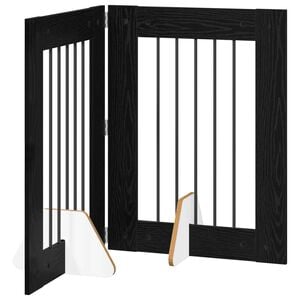 vidaXL Cancello per cani pieghevole con supporti 2 pz Rovere Nero