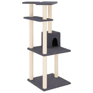 vidaXL Albero per Gatti con Tiragraffi in Sisal Grigio Scuro 123 cm