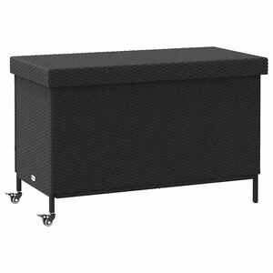 vidaXL Contenitore da Giardino con Ruote Nero 110x55x73 cm Polyrattan