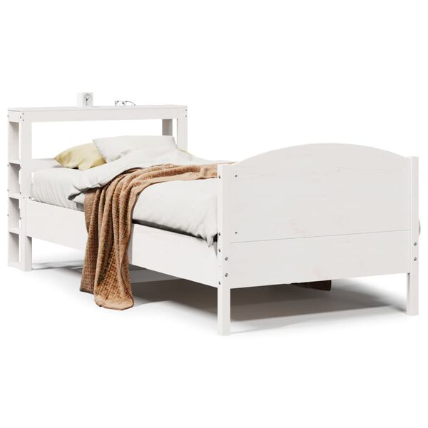 vidaXL Letto senza Materasso Bianco 75x190 in Legno Massello di Pino