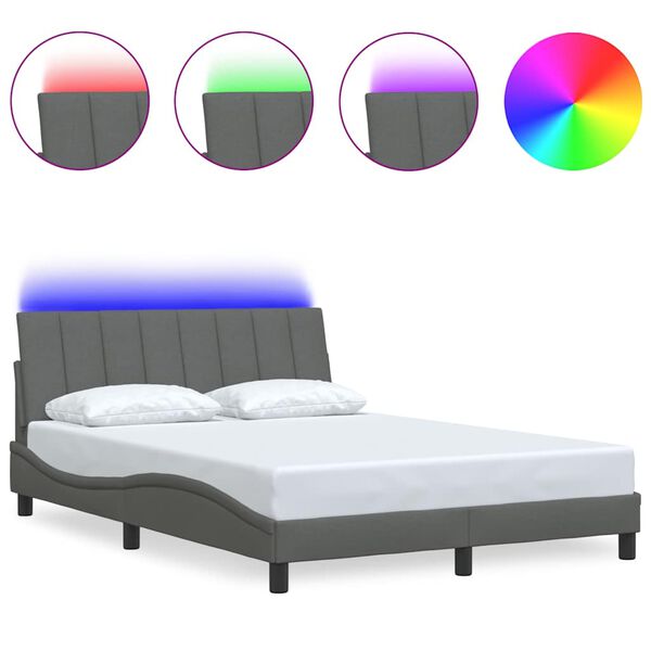 vidaXL Giroletto senza Materasso Hanko Grigio Scuro 140x190 cm Tessuto