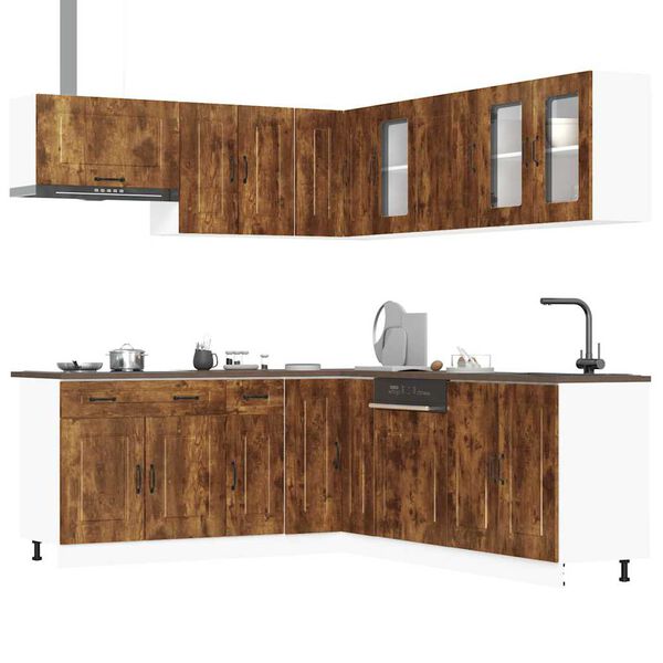 vidaXL Set Mobili da Cucina 11 pz Kalmar Rovere Fumo Legno Multistrato