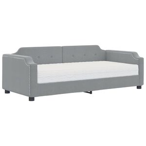 vidaXL Divano Letto con Materasso Grigio Chiaro 80x200 cm in Tessuto