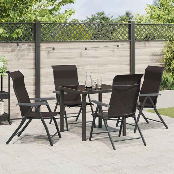 vidaXL Set da Pranzo per Giardino 5 pcs Nero caffè Poly Rattan
