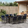 vidaXL Set da Pranzo per Giardino 9 pcs Grigio e Nero Rattan